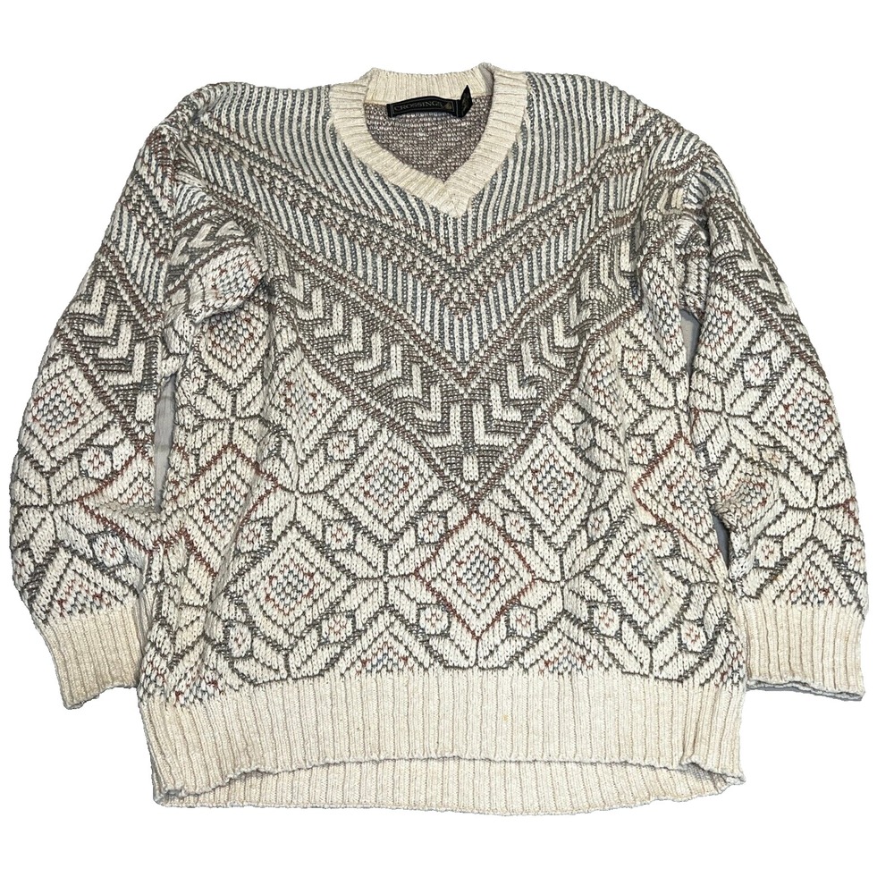 Vintage Crossings Men's Sweater White Size‎ XL V-Neck Knit